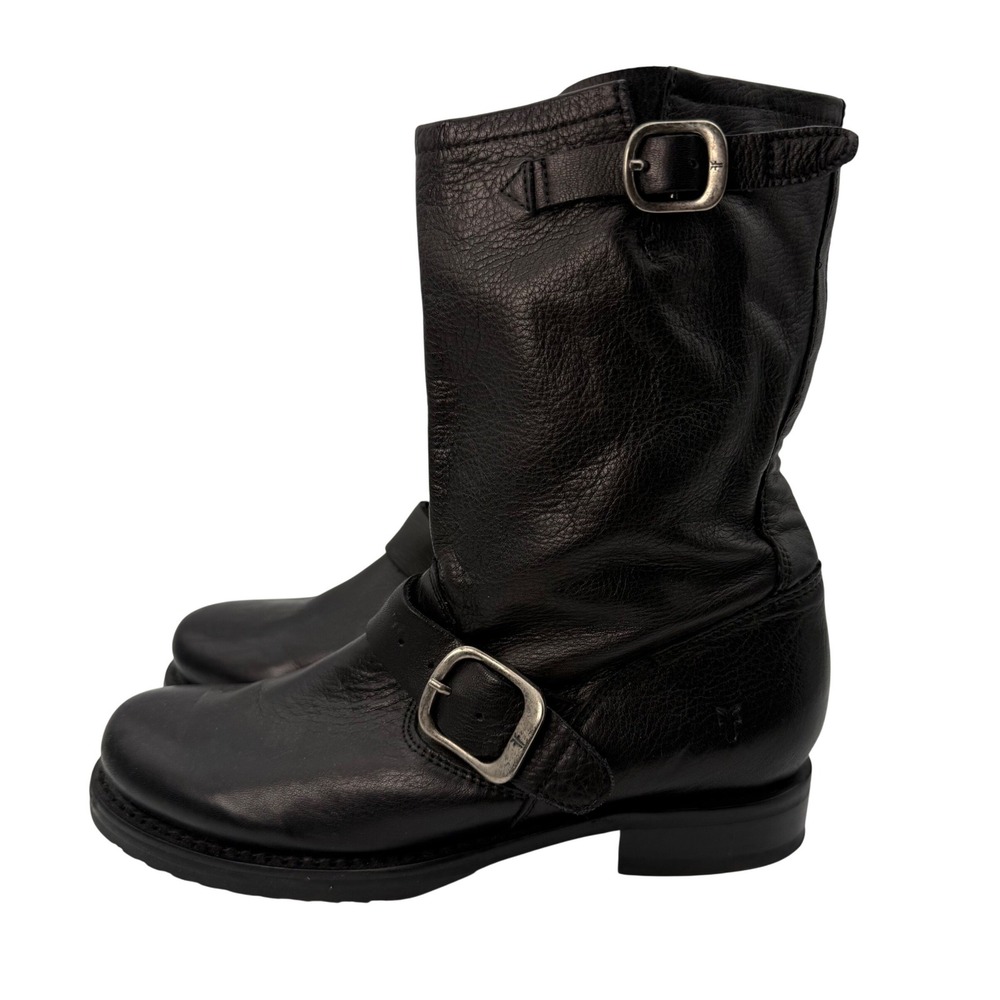 Frye Veronica Short Black Leather Moto Boots - Women's Size 7 - Excellent Cond